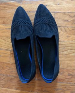New Black Knit Pointed-Toe Flats