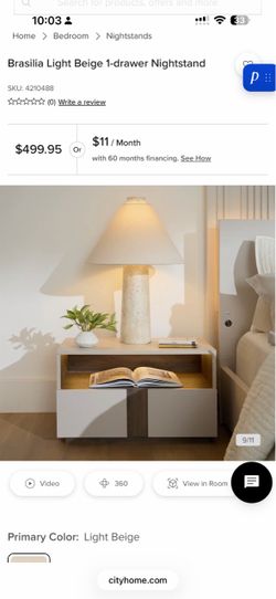 2 Brasilia Light Beige 1-drawer Nightstand