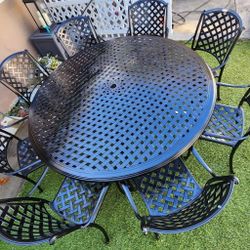 Cast Aluminum Patio Set/ Outdoor Furniture Dining Table And 8 Chairs