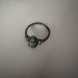 Boho Blue Silver Plated Turquoise Ring 