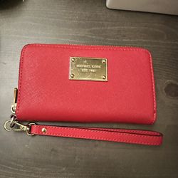 Michael Kors Wallet Wristlet Zipper Red