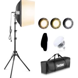 Torjim Softbox Photography Lighting Kit, 16'' x 16'' Professional Softbox Lighting Kit with 85W 3000