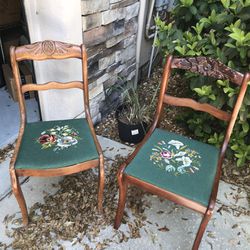 Antique Chairs ,Needlepoint Seat 