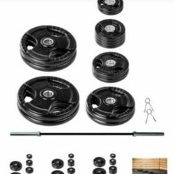 300 Lb Rubber Coated Olympic Weights Set