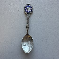 Antique Sterling & Enamel Old Church Tadousac Souvenir Quebec, Canada