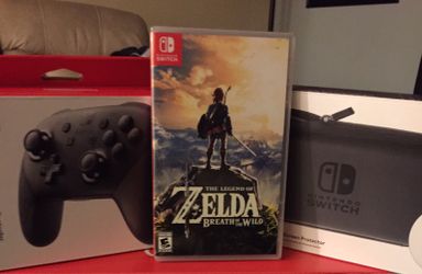 Nintendo switch Zelda and pro controller case bundle