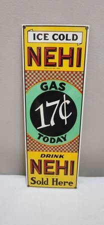 Ice Cold Nehi Drink Sign Vintage Porcelain