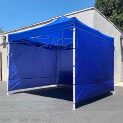 New $140 Heavy Duty White 10x10 ft Canopy with 3 Sidewalls EZ Popup Outdoor Gazebo, Carry Bag
