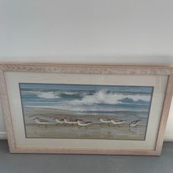 Handpainted Original Art Sandpipers Beach Ocean San Diego Del Mar By Artist Shannon Acrylic On Canvas 