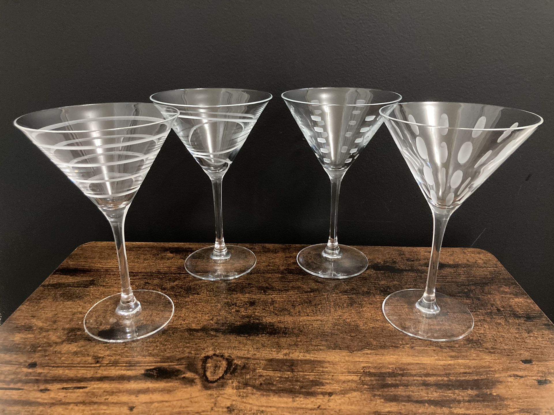 Mikasa Circle Etched Martini Glasses- Set of 4