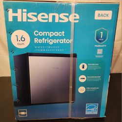 Brand New Hisense 1.6 Cu Ft Mini Fridge – Stainless Steel Look 