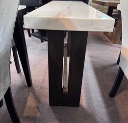 Marble White/Dark Brown Sofa Table
