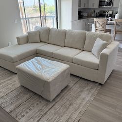 💥 New Cream Sectionals With Free Ottoman ‼️in Stock‼️