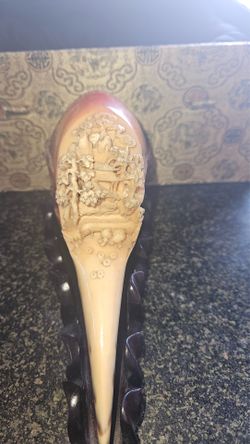 Carved hornbill at least 200 years old