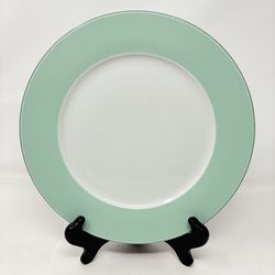 Pfaltzgraff Sketch Paisley Dinner Plate 10 5/8” White Turquoise Edge