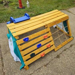 Price Is Very Firm.. Playtive. Children's Wooden Climber Slider With Rockwool And Rope Ladder