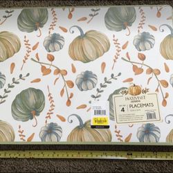 NWT~Sealed~Set of 4 Harvest Season Cork Placemats~Blue Pumpkin~ Save for Next Thanksgiving~NEW