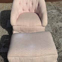Vintage Pink Chair And Ottoman 