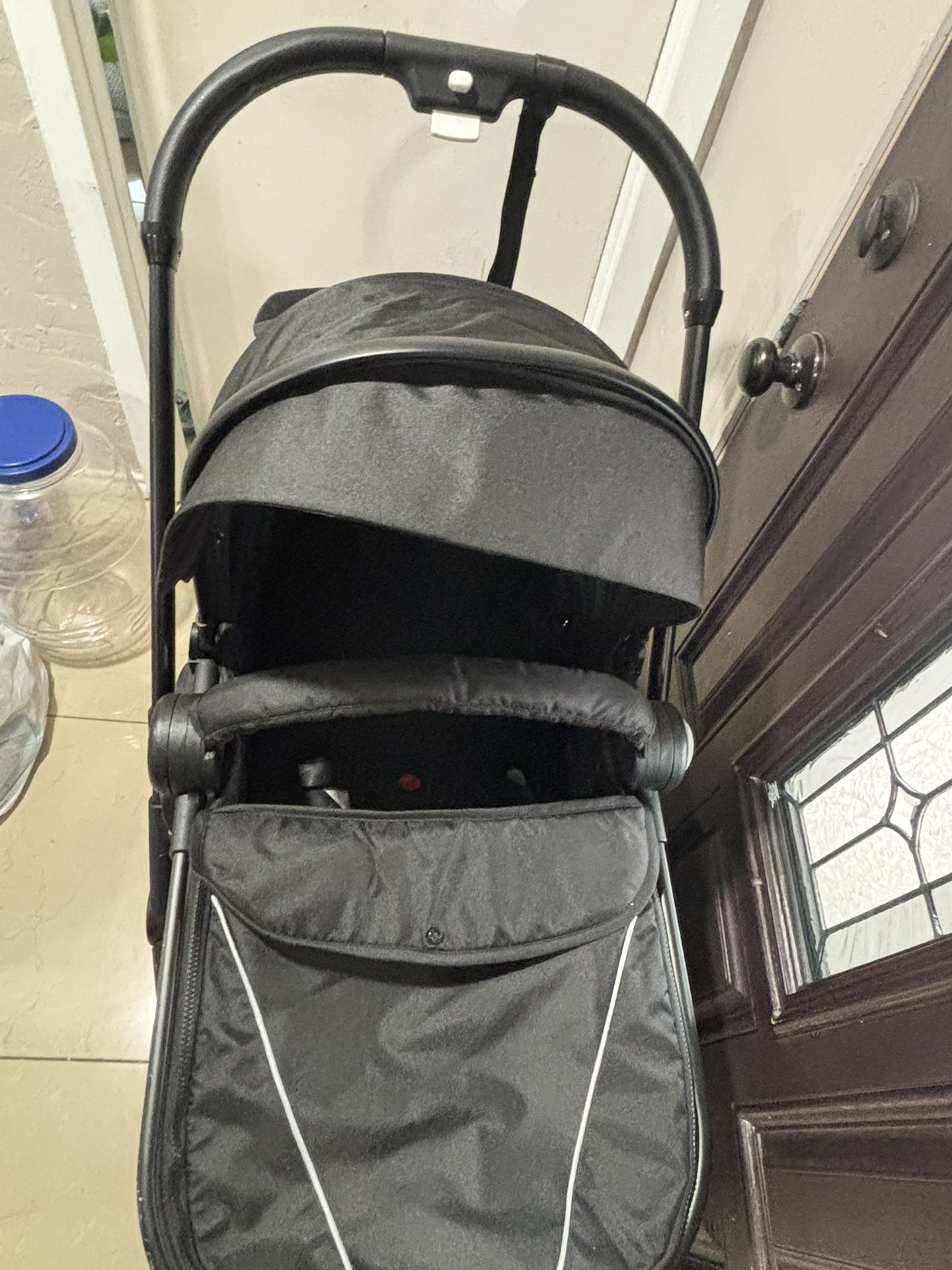 Baby Stroller, 2-in-1 Reversible Toddler Seat with Lie-Flat Mode, Foldable Infant Stroller with Canopy,