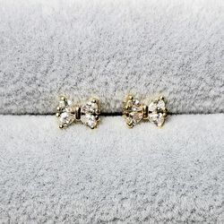 White Sapphire Bow Earrings 