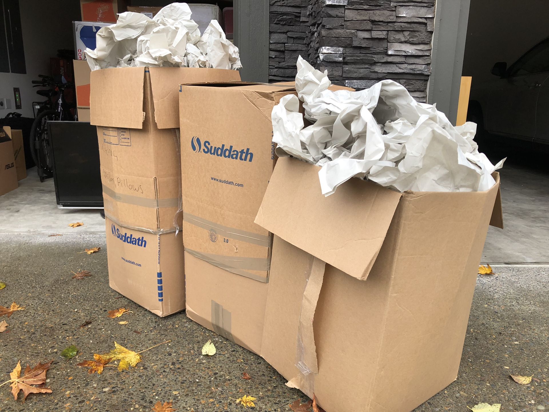 Free - Moving Boxes filled with Packing Paper