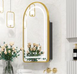 Gold LED Light Up Medicine Cabinet