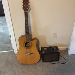Dean Acoustic Guitar With Amp