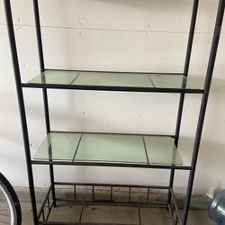 Black Metal / Glass Shelf Unit 