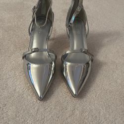 Silver Pointed Toe Heels 
