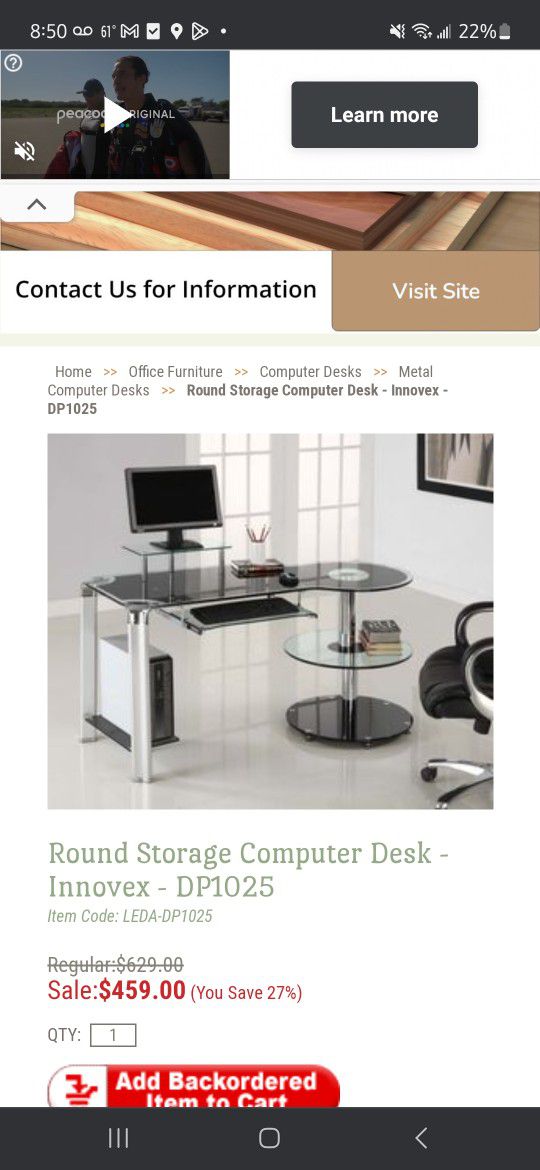 Innovex Round Glass Storage Computer Desk