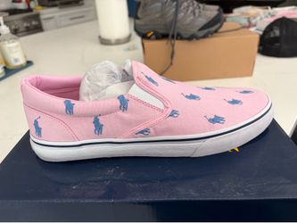 Men’s Pink Polo Slip on Canvas Shoes