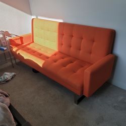 Handy Living Orange Couch (Foldout BED)