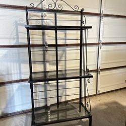 Vintage Iron and Glass Bakers Rack