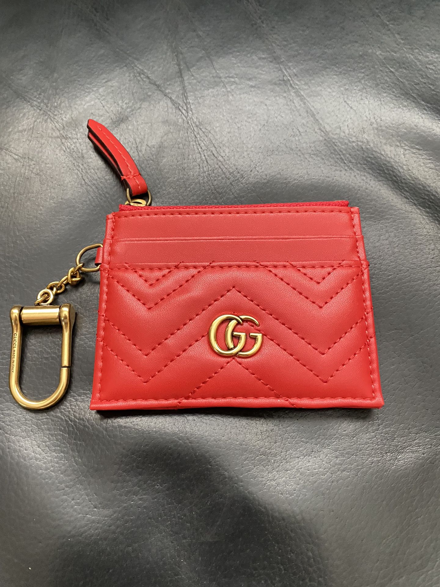 Gucci GG Red Leather Coin Pouch