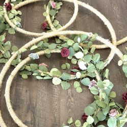 Boho/ Vintage/ Shabby Decor 5 Sisal Rope Covered Hoops