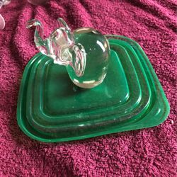 Solid Glass Elephant Paperweight 