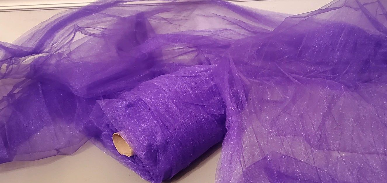 Purple Sparkly Tulle Fabric Roll 14 Yards Long, 45" Wide