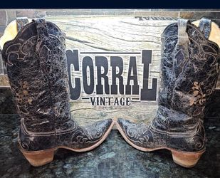 Corral Black Inlay Boots Size 10 Women