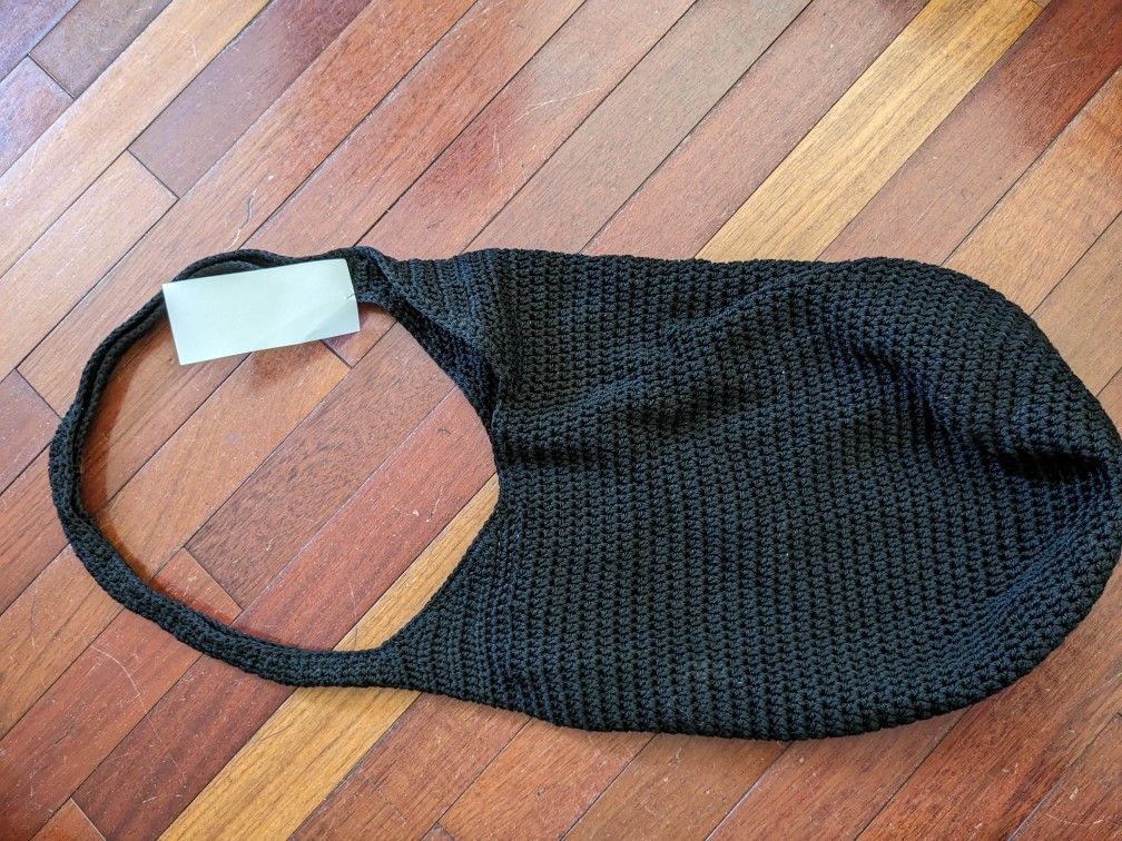 Knit Black Hobo Bag 
