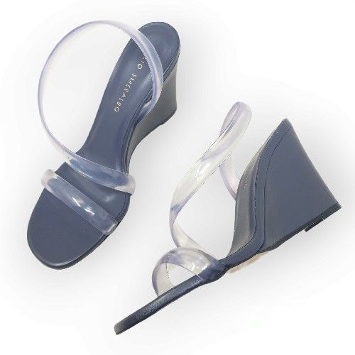 Ilio Smeraldo x Claire Rose Women's Heels Cliteur Gray Wedge Sandal Plexiglass Spiral