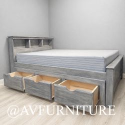 Full Bed W 3 Drawers And Memory Foam Mattress 