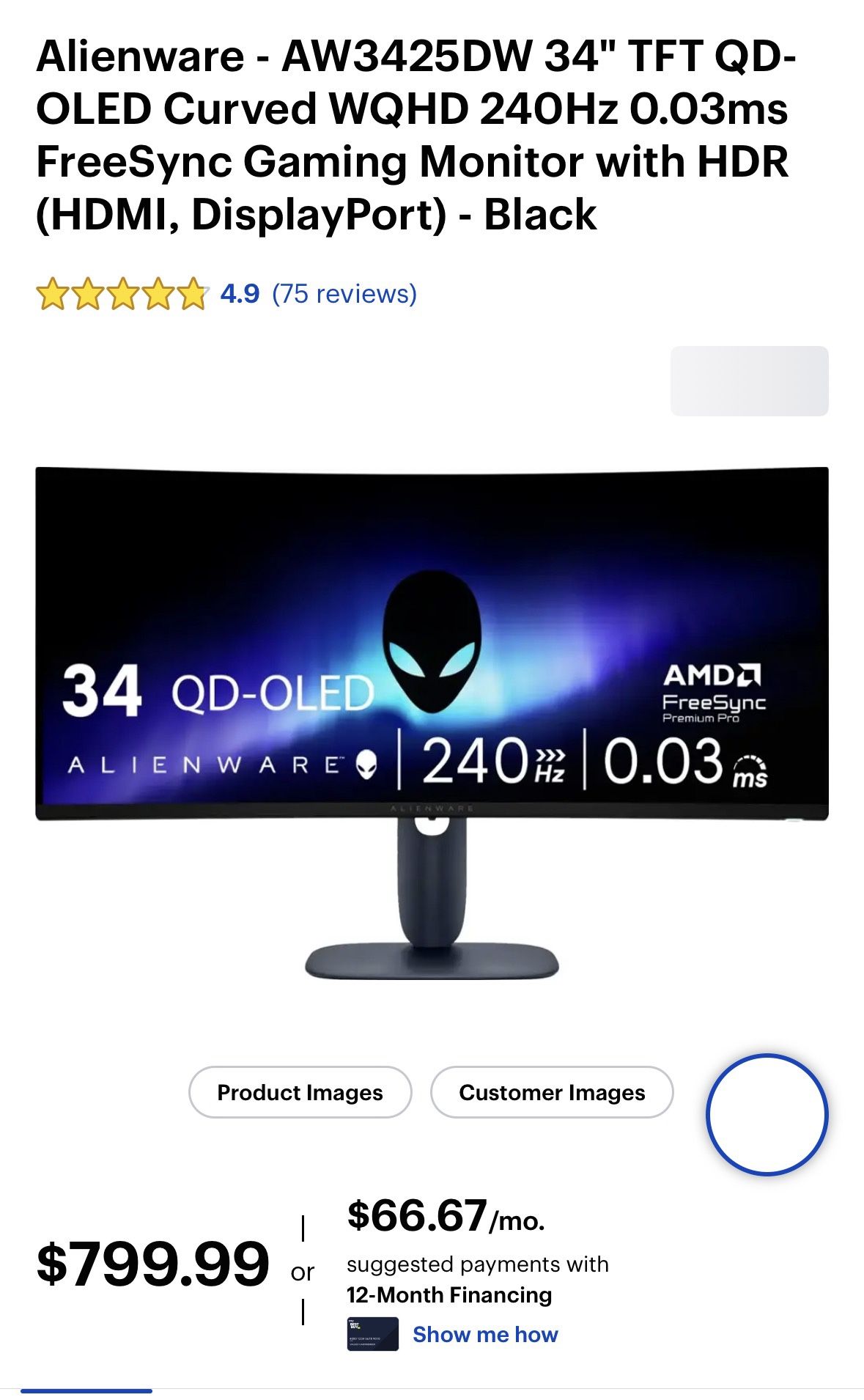 34” OLED Ultrawide Gaming Monitor