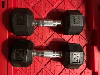 20 lb Rubber Hex Dumbbells Pair