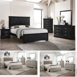 4- Pc Bedroom set Dresser,Mirror Nightstand (1) Queen size bed frame Not including Mattress and Box Sp