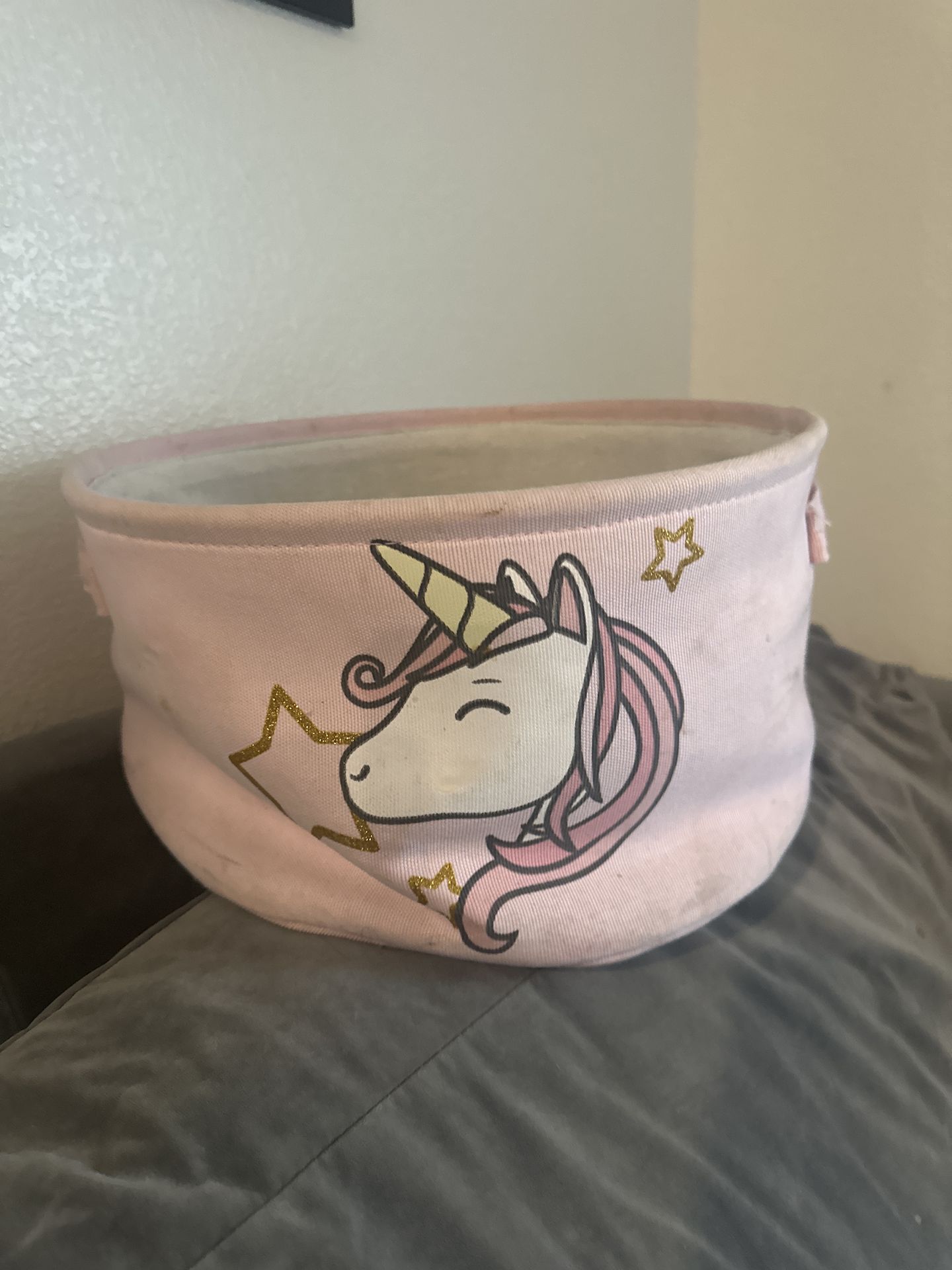 Pink Unicorn Fabric Storage Bin / Toy Basket