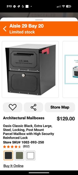 Architectural Mailboxes Oasis Classic Black Extra Large Locking Parcel Mailbox