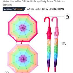 LOVENUOHAN Kids Umbrella, 2 Pack Umbrellas Set for Girls with Rainbow and White Cloud Coloring Changing with Water Umbrellas Gift for Birthday Party F