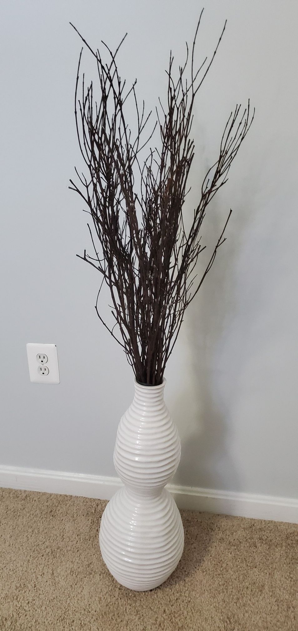 Modern White Vase with Branches