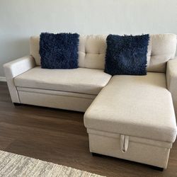 ✨ Beige L-Shaped Sofa Bed with Storage – Almost New! ✨