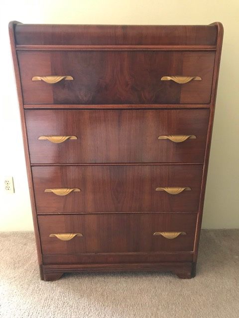 Antique waterfall vanity dresser set